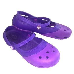 CROCS Kids Mary Jane Sandals Two Tone Purple 3 EUC